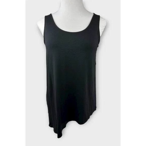 Eileen Fisher Asymmetrical Viscose Jersey Crew Neck Sleeveless Tank Top Size XL - Picture 3 of 11